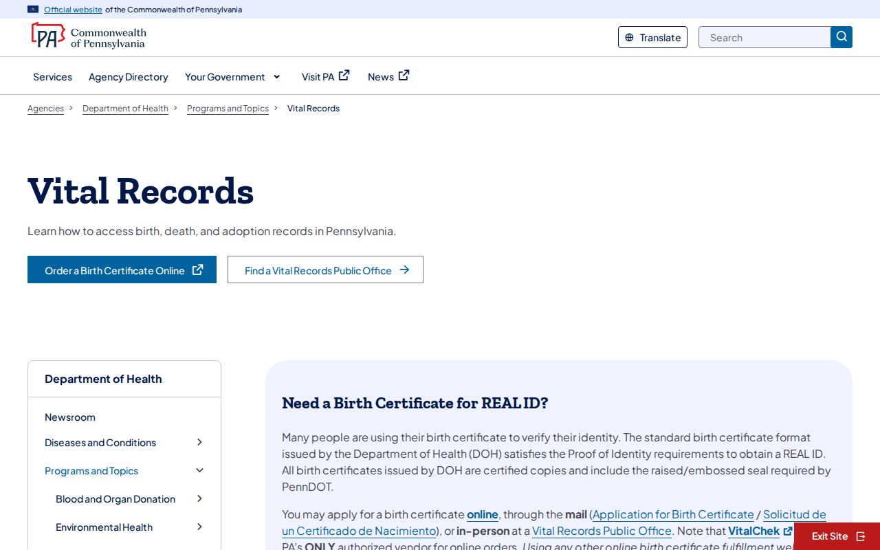 Ridley Township residents directory Pennsylvania vital records access