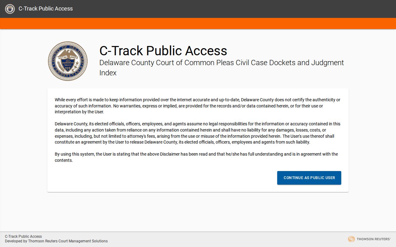 Ridley Township resident lookup through Delaware County C-Track civil records