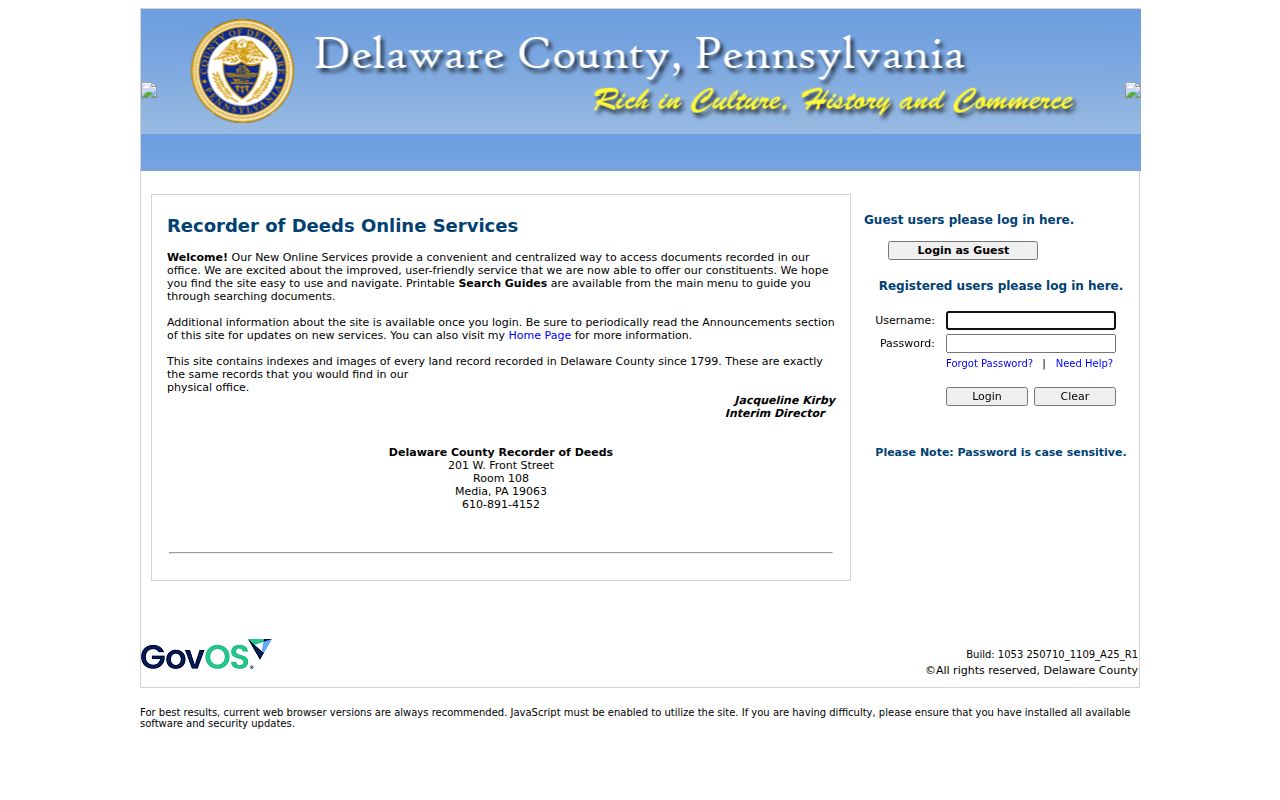 Ridley Township street directory Recorder Online Records PAROD
